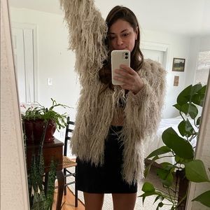 Free People Women’s Beige Shaggy Sweater Jacket Size S
